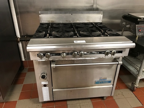 U.S. Range C836-6RC 36" 6 Burner Heavy Duty Range With Standard Oven, Natural Gas, Tested & Working! - Image 1 of 4