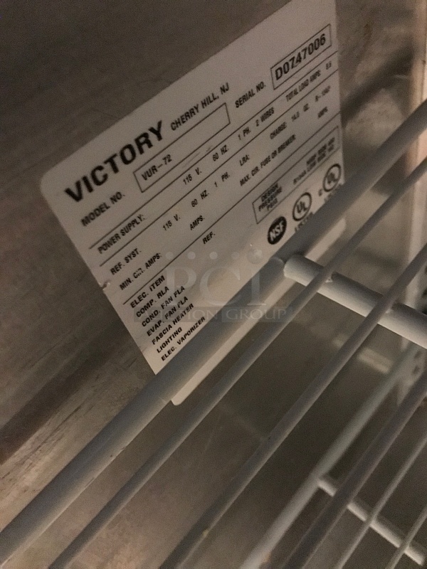 Victory VUR-72 Stainless Steel Refrigerated Worktop Cooler 115V 1Ph, Tested & Working! - Image 5 of 7