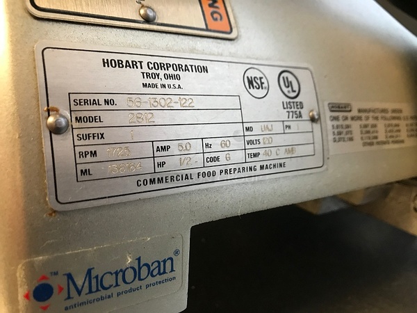 Hobart 2812 Manual Meat & Cheese Slicer, 120V 1Ph, Tested & Working! (See Video) - Image 3 of 3