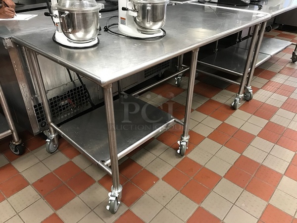 Stainless Steel Work Table W/ Left Hand Under-shelf On Casters - Image 2 of 2