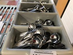 Silverware Tub w/ Soup Spoons & Tea Spoons