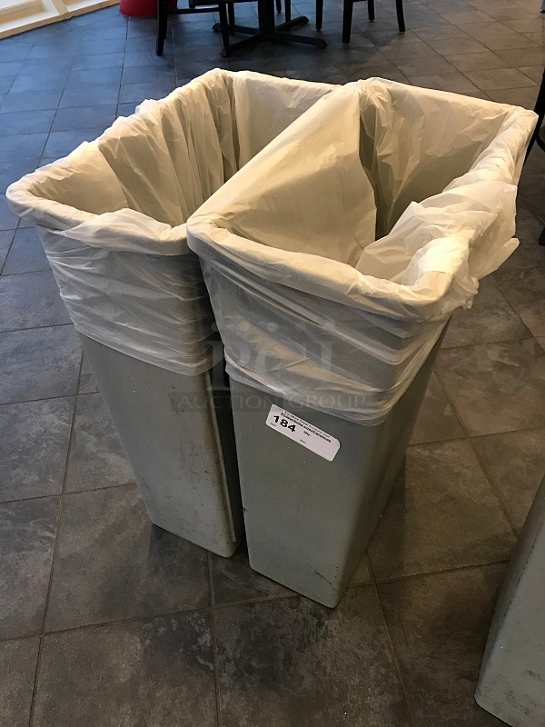 Two Slim Jim Trash Cans - Image 1 of 1