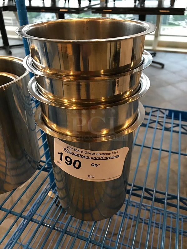 Four Stainless Steel Round Soup Insert Pans