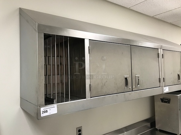 Overhead Wall Hung Stainless Steel Two Door Cabinet w/ Tray Holder