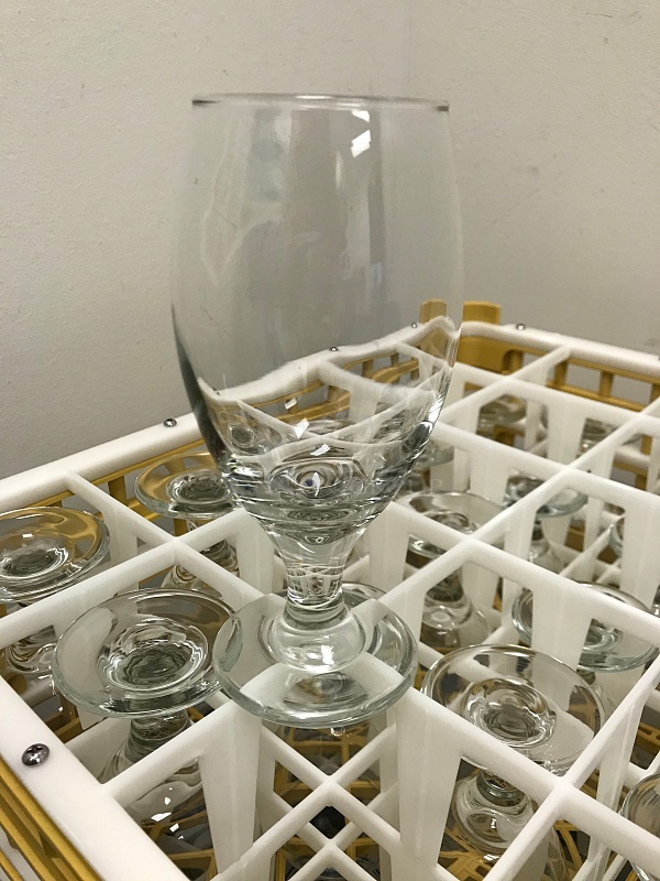 Three Dish Racks of Large Water Glasses