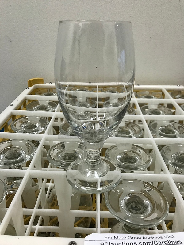 Two Dish Racks of Large Water Glasses