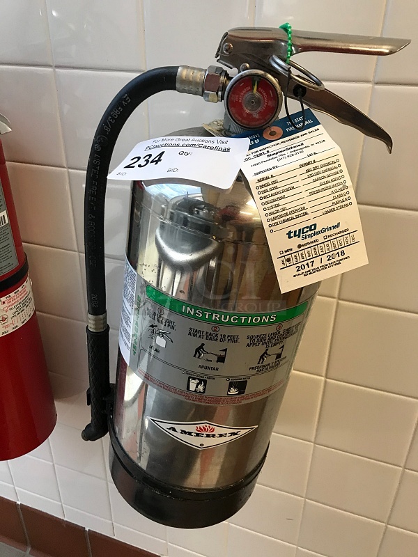 Amerex Class K, 6 L Fire Extinguisher, Current Inspection (2x bid)