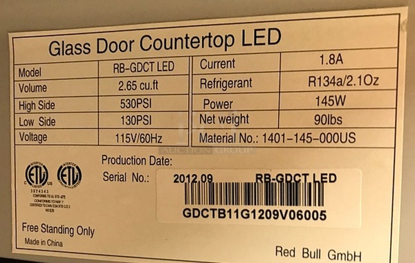 Red Bull Branded Drinks Cooler w/ LED Lighting on Stand, 115v 1ph, Tested & Working! - Image 4 of 4