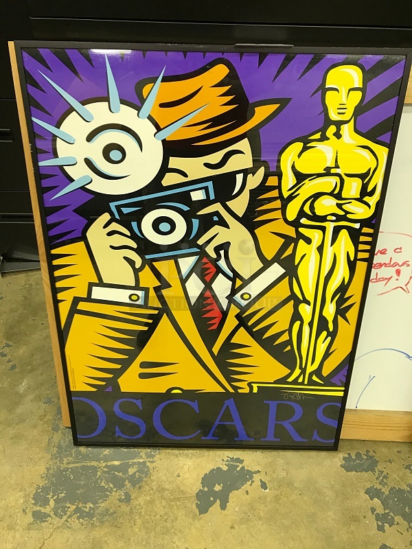 RARE! 2004 Oscars Statue Burton Morris Signed Framed Poster