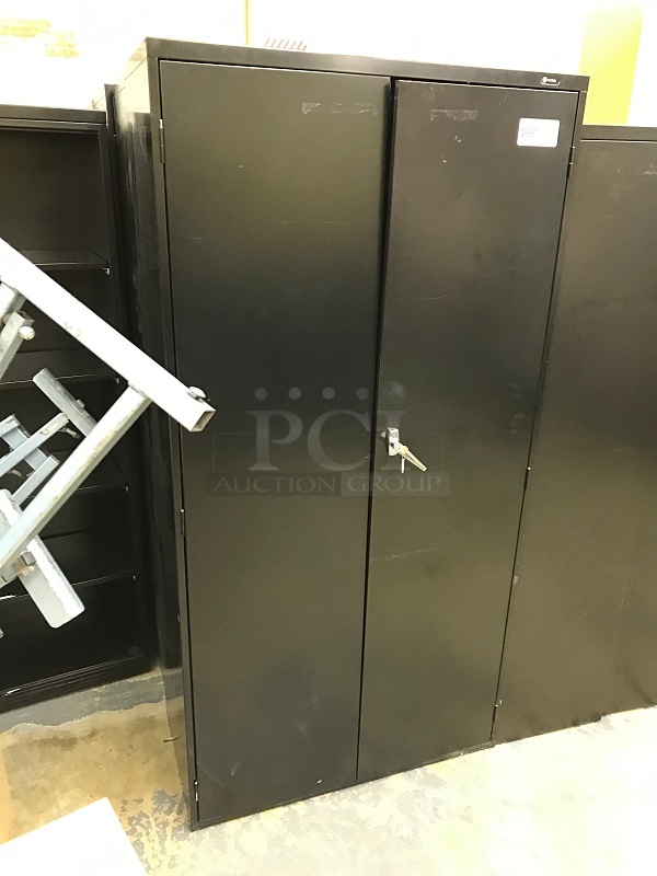 Black Metal Two Door Storage Cabinet w/ Four Shelves - Image 1 of 2