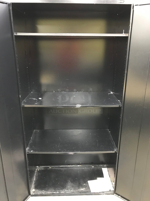 Black Metal Two Door Storage Cabinet w/ Four Shelves - Image 2 of 2