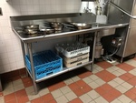 Clean & Dirty Side Dish Machine Tables w/ T&S Brass Pre-Rinse Arm & SS-200 Insinkerator Food Disposal