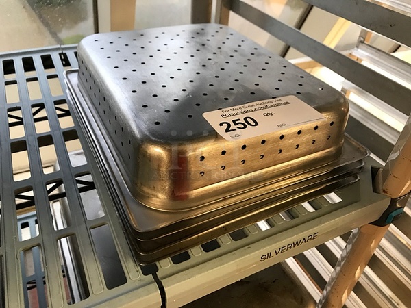 Four Half Size Perforated Stainless Steel Insert Pans - Image 1 of 1