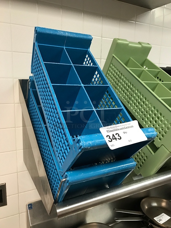 Two Blue Silverware Dish Racks