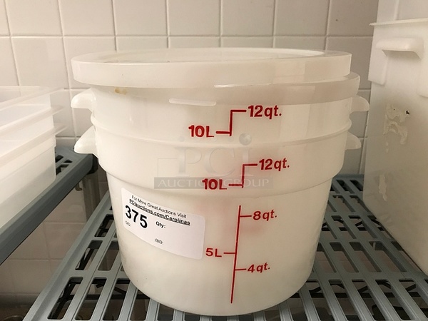 Two 12 qt Plastic Cambro Ingredient Bins w/ Lids - Image 1 of 2