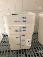 Two 18 qt Plastic Cambro Ingredient Bins
