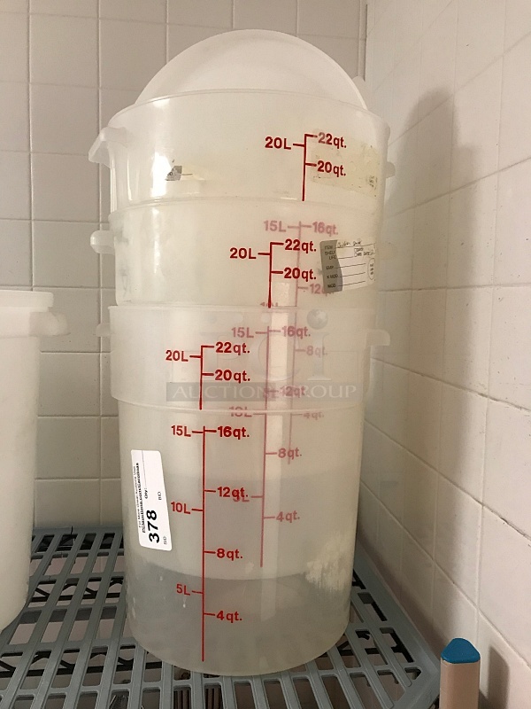 Three 22 qt Plastic Cambro Ingredient Bins w/ Lids - Image 1 of 1