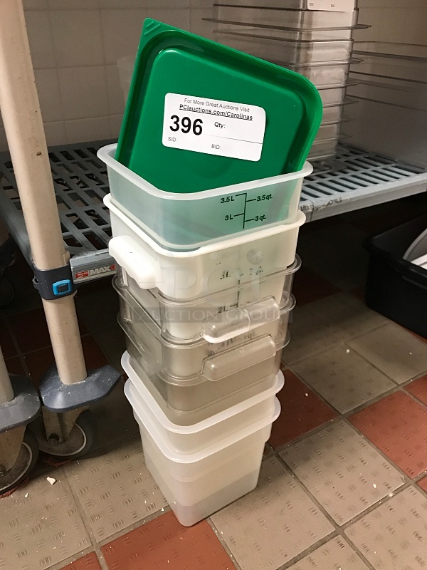 Six 4 qt Ingredient Bins w/ Lids - Image 1 of 1