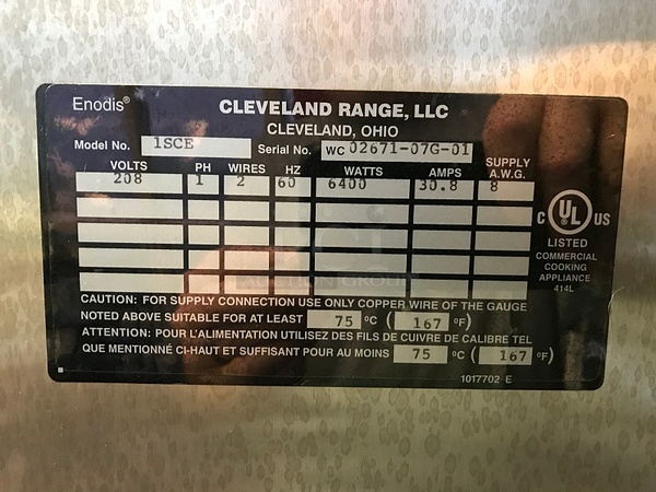 Cleveland 1SCE SteamCub Plus, Boilerless Connectionless Steamer, Electric 5 Pan Capacity on Equipment Stand, 208v 1ph, Tested & Working! - Image 5 of 6