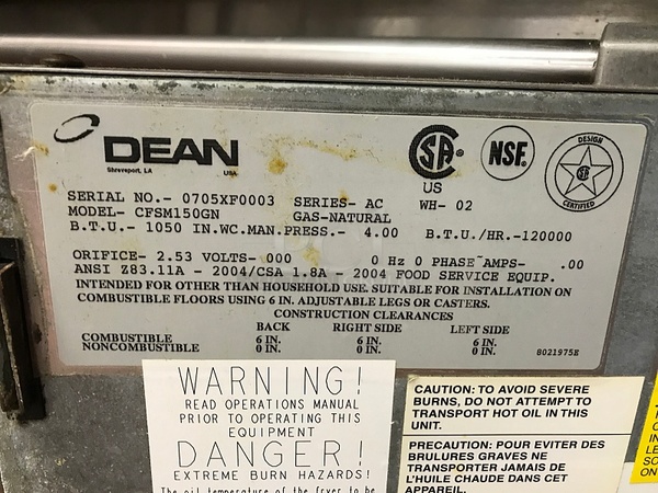 Dean 40lbs Natural Gas Deep Fryer w/ Built In Oil Filtration System, Two Baskets, Tested & Working! - Image 4 of 5