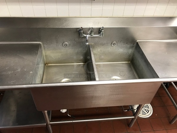 Two Compartment Stainless Steel Sink w/ Undershelf & Drain Valves - Image 2 of 2