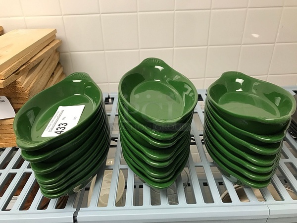 Twenty Two Green Porcelain Au Gratin Bowls