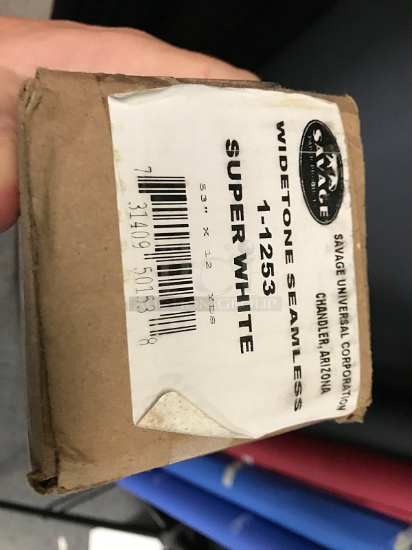 Blue, Red & Black Background Paper Rolls, Includes NEW Savage Widetone Seamless Super White Roll - Image 2 of 2