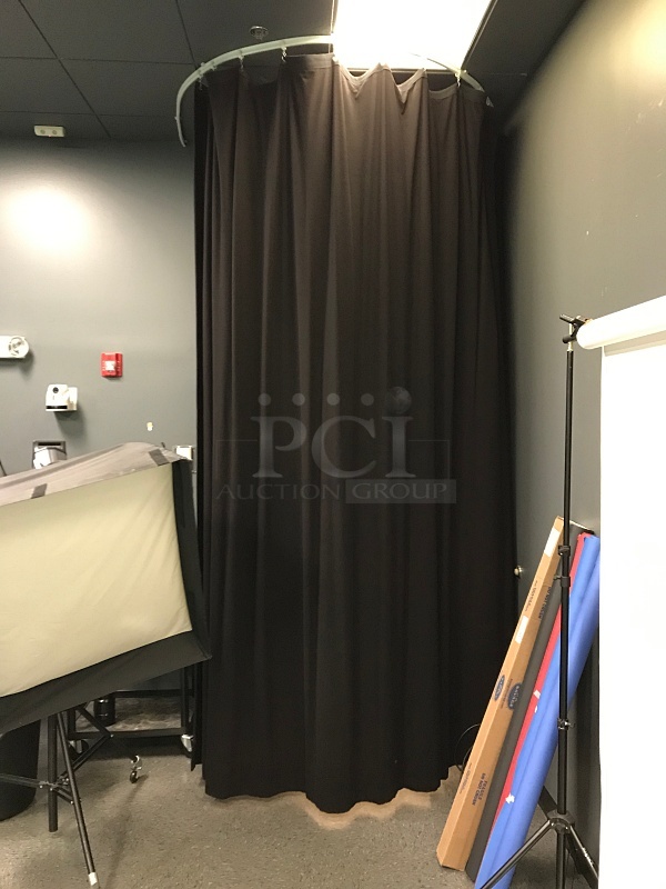 Light Blocking Black Curtains on Rails - Image 1 of 2