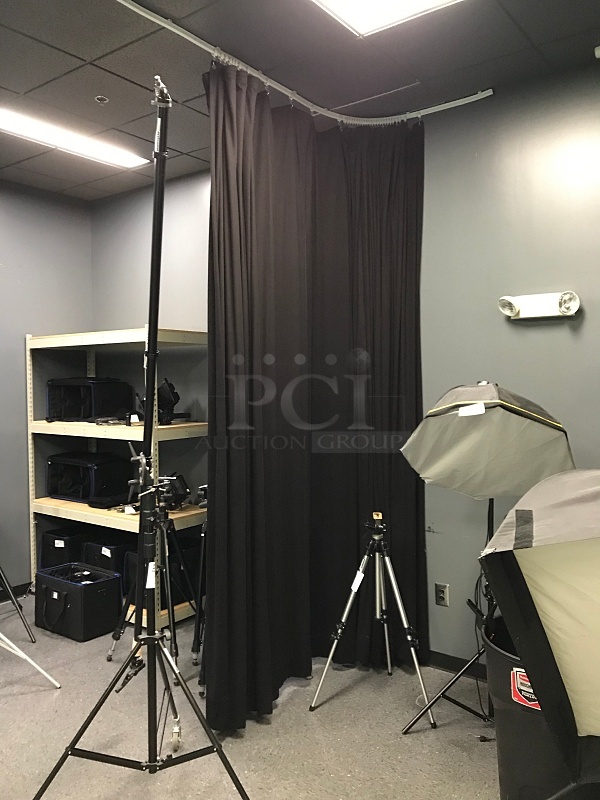 Light Blocking Black Curtains on Rails - Image 2 of 2