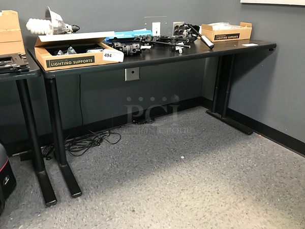 Two Black Wooden Desks w/ Metal Legs