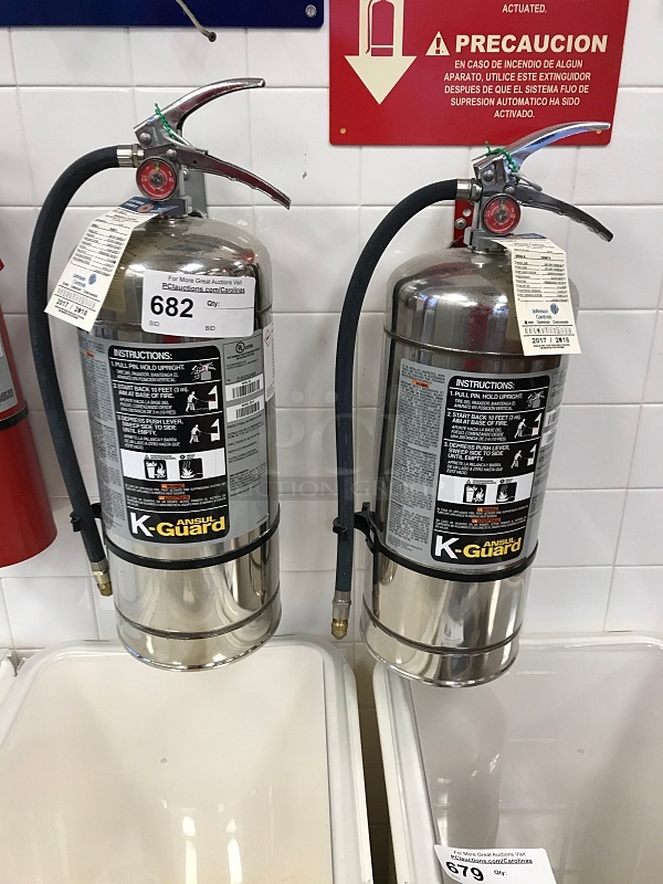 Two Ansul K-Guard Fire Extinguishers, Current Inspection