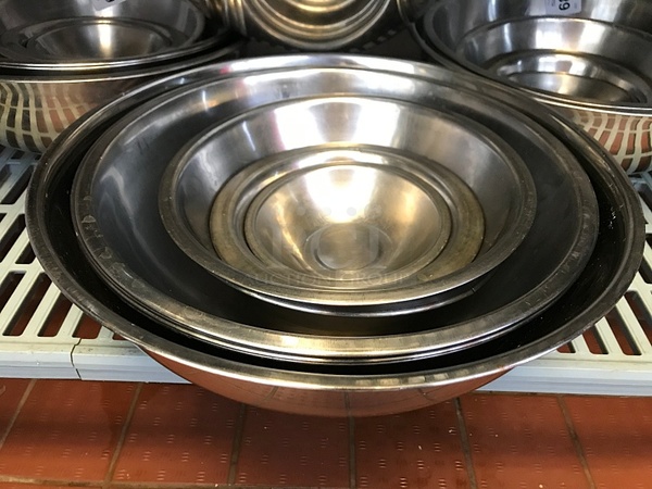 Nine Assorted Stainless Steel Mixing Bowls