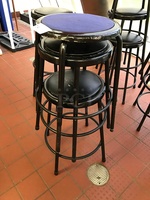 Three Black Metal Stools w/ Vinyl Padded Seat
