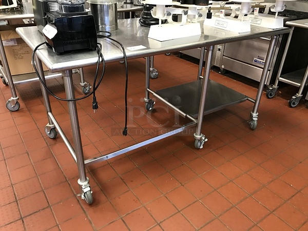 Stainless Steel Work Table w/ Under Shelf on Casters