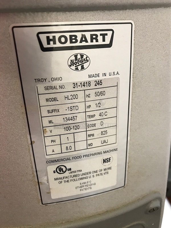 20 Qt Hobart HL200 Legacy Dough Mixer w/ Timer, Security Cage, Bowl & Attachments on Stainless Steel Equipment Stand w/ Casters, 120v 1ph, Tested & Working! (See Video) - Image 5 of 6