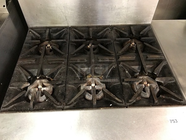 US Range 6 Eye Burner Natural Gas Range w/ Standard Oven & Salamander, Tested & Working! - Image 2 of 5