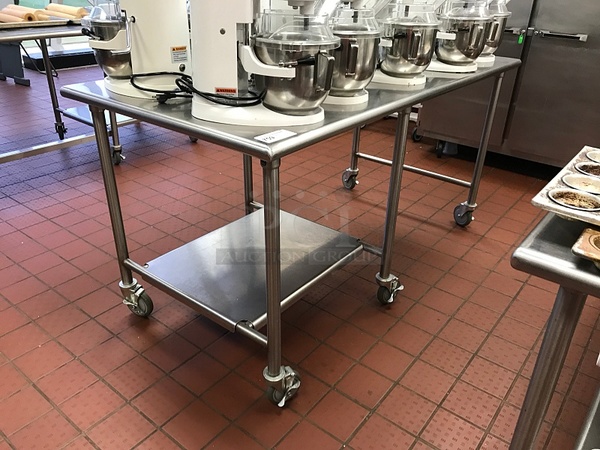 Stainless Steel Work Table w/ Under Shelf on Casters - Image 1 of 1