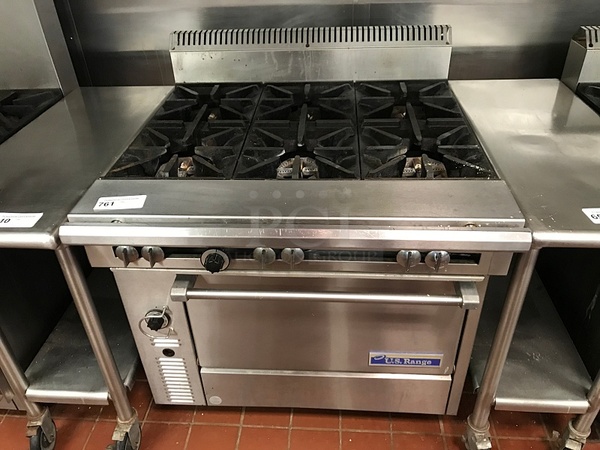 US Range 6 Burner Natural Gas Range w/ Standard Oven, Tested & Working! - Image 1 of 4