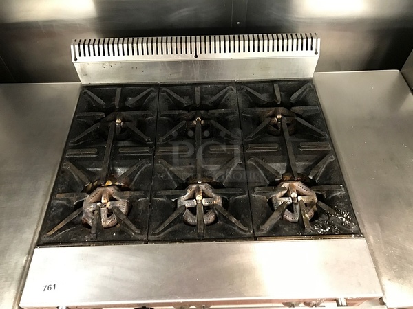 US Range 6 Burner Natural Gas Range w/ Standard Oven, Tested & Working! - Image 2 of 4