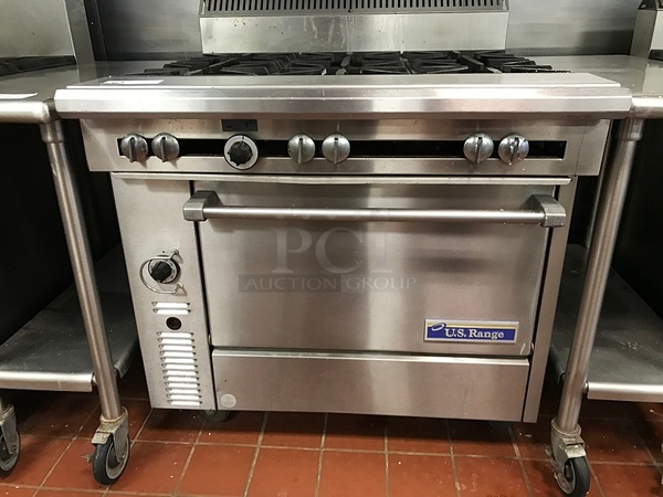 US Range 6 Burner Natural Gas Range w/ Standard Oven, Tested & Working! - Image 3 of 4