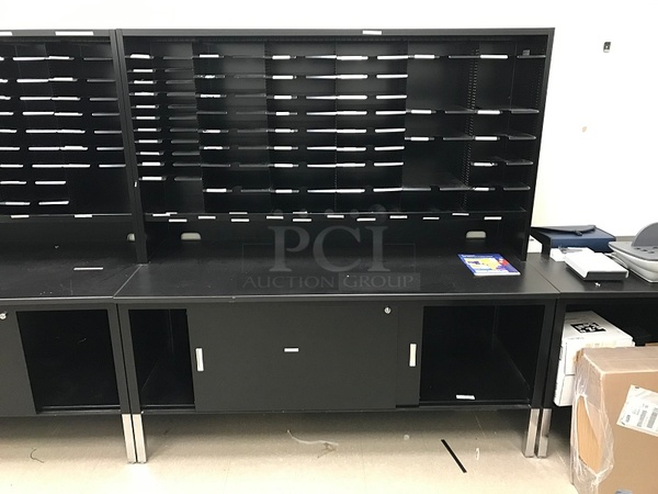 Black Metal Storage Cabinet w/ Mail Organizer
