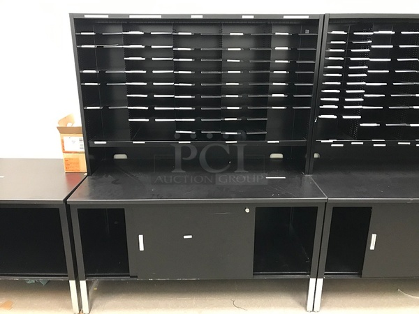 Black Metal Storage Cabinet w/ Mail Organizer