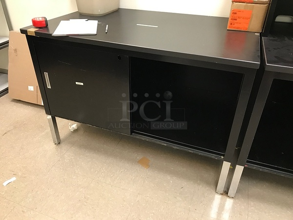 Black Metal Storage Cabinet w/ Work Top