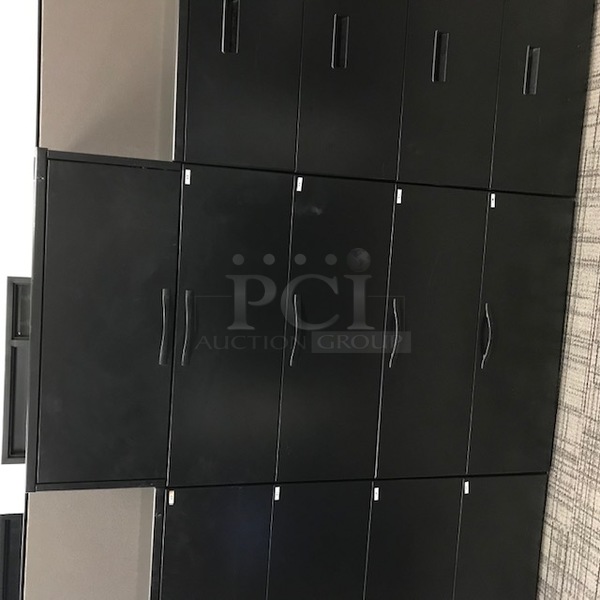 Herman Miller Four Drawer Black Metal Lateral Filing Cabinet w/ Top Storage Shelf