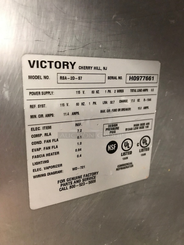 Victory RSA-2D-S7 UltraSpec Series Refrigerator Featuring Secure-Temp Technology, Reach-In Two Door, 115v 1ph, Tested & Working! - Image 4 of 5