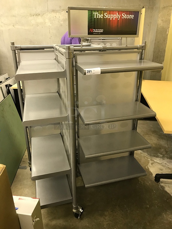 Heavy Duty Metal Merchandising Shelving on Casters (2x bid) - Image 1 of 3