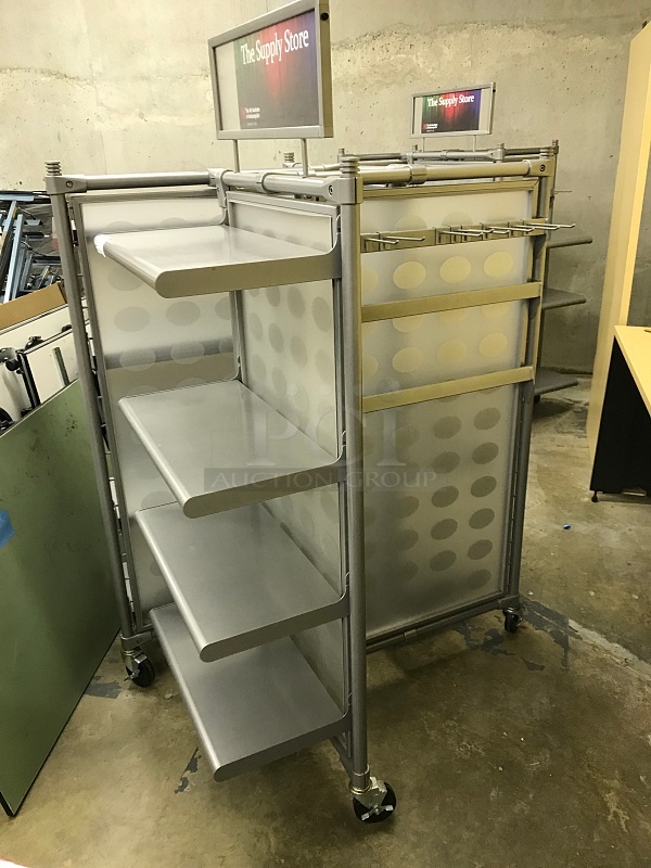 Heavy Duty Metal Merchandising Shelving on Casters (2x bid) - Image 2 of 3