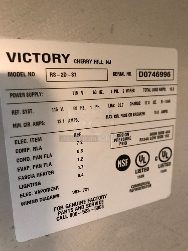 Victory RSA-2D-S7 UltraSpec Series Refrigerator Featuring Secure-Temp Technology, Reach-In Two Door, 115v 1ph, Tested & Working! - Image 5 of 5