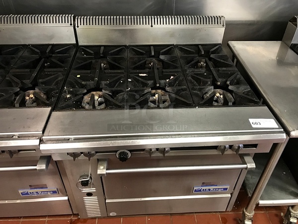 US Range 6 Burner Natural Gas Range w/ Standard Oven, Tested & Working!