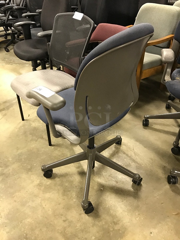 Six Blue Cloth Task Chairs - Image 2 of 2